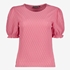 Dames T-shirt roze met ruches