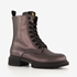 Dames metallic veterboots grijs