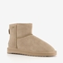 Gevoerde suede enkellaarsjes beige