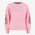 Meisjes sweater roze met bloemen