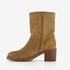 Harper suede dames enkellaarzen met hak camel 2