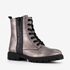 Dames veterboots metallic grijs