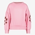 Meisjes sweater geborduurde mouwen roze