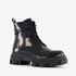 Lak dames veterboots zwart