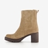 Harper suede dames enkellaarsjes met hak beige 2