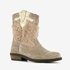 Leren meisjes western boots beige