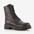 Leren dames veterboots zwart