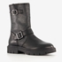 Leren meisjes biker boots zwart