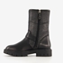 Groot leren meisjes biker boots zwart 2