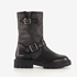 Groot leren meisjes biker boots zwart 7