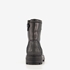 Groot leren meisjes veterboots zwart 3