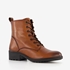 Leren dames veterboots cognac