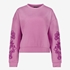 Dames sweater met geborduurde mouwen roze