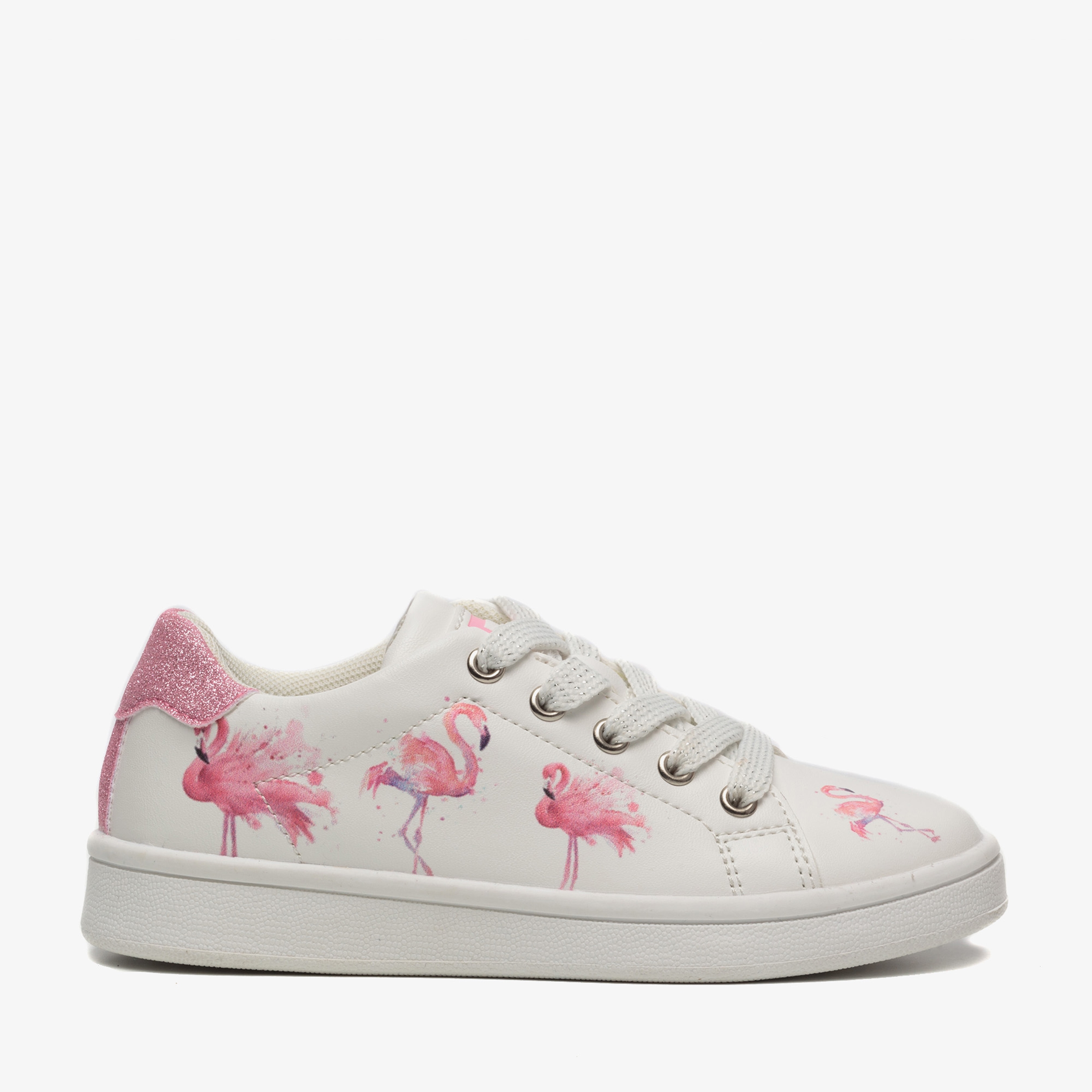 pink and blue flamingo sneakers