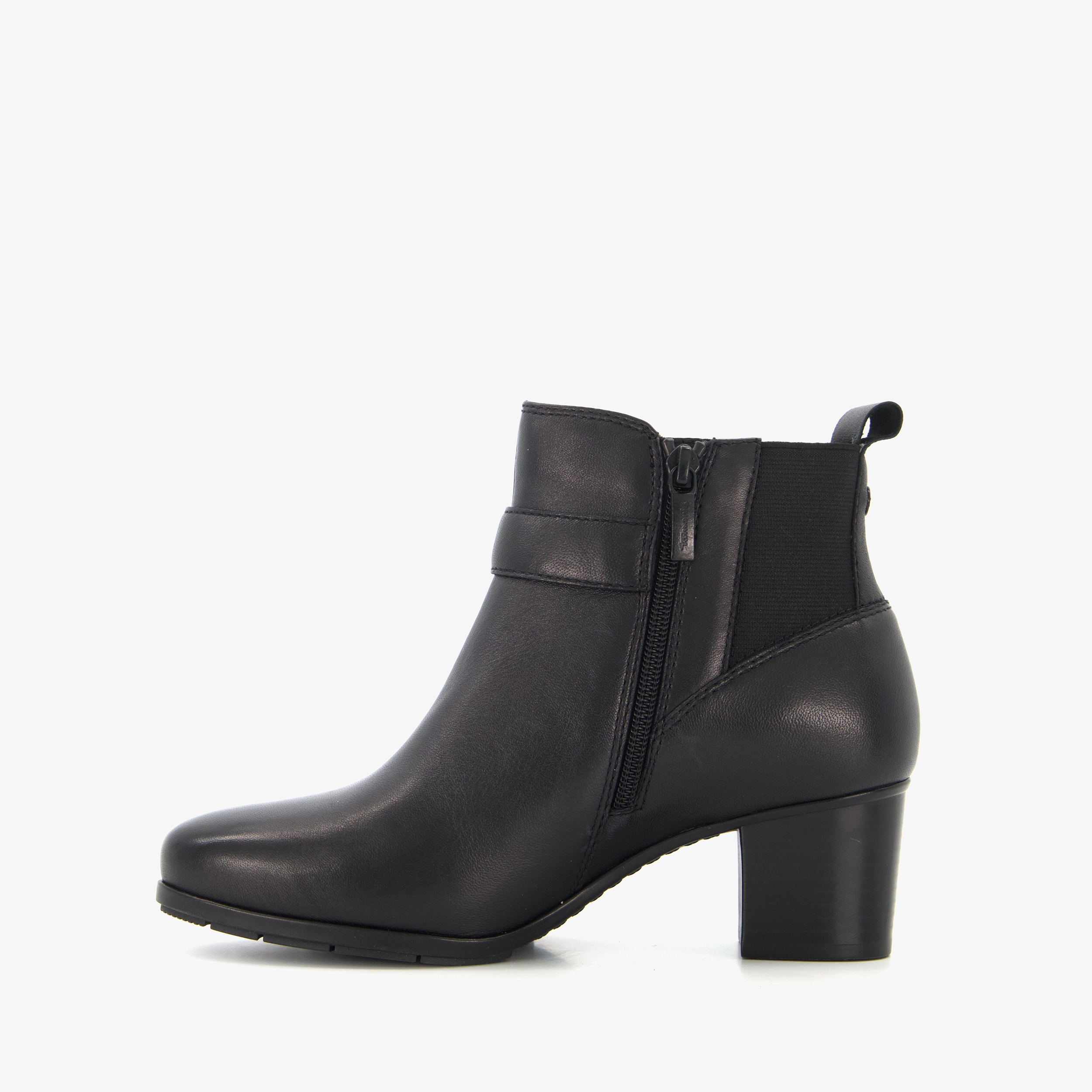 zwart leren enkellaarsjes met hak